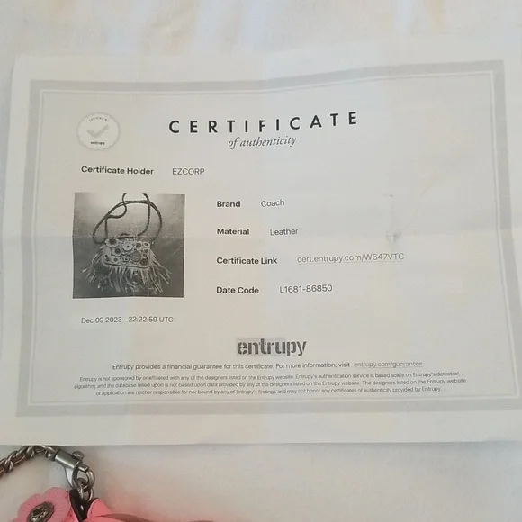 COACH PINK STUDDED WILD TEA ROSE DINKY FRINGE CROSSBODY RARE with COA - Picture 16 of 17